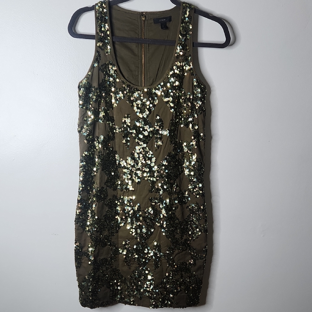 J Crew Green Sequin Dress Size 0 - Sequin Formal Sleeveless Party Dress